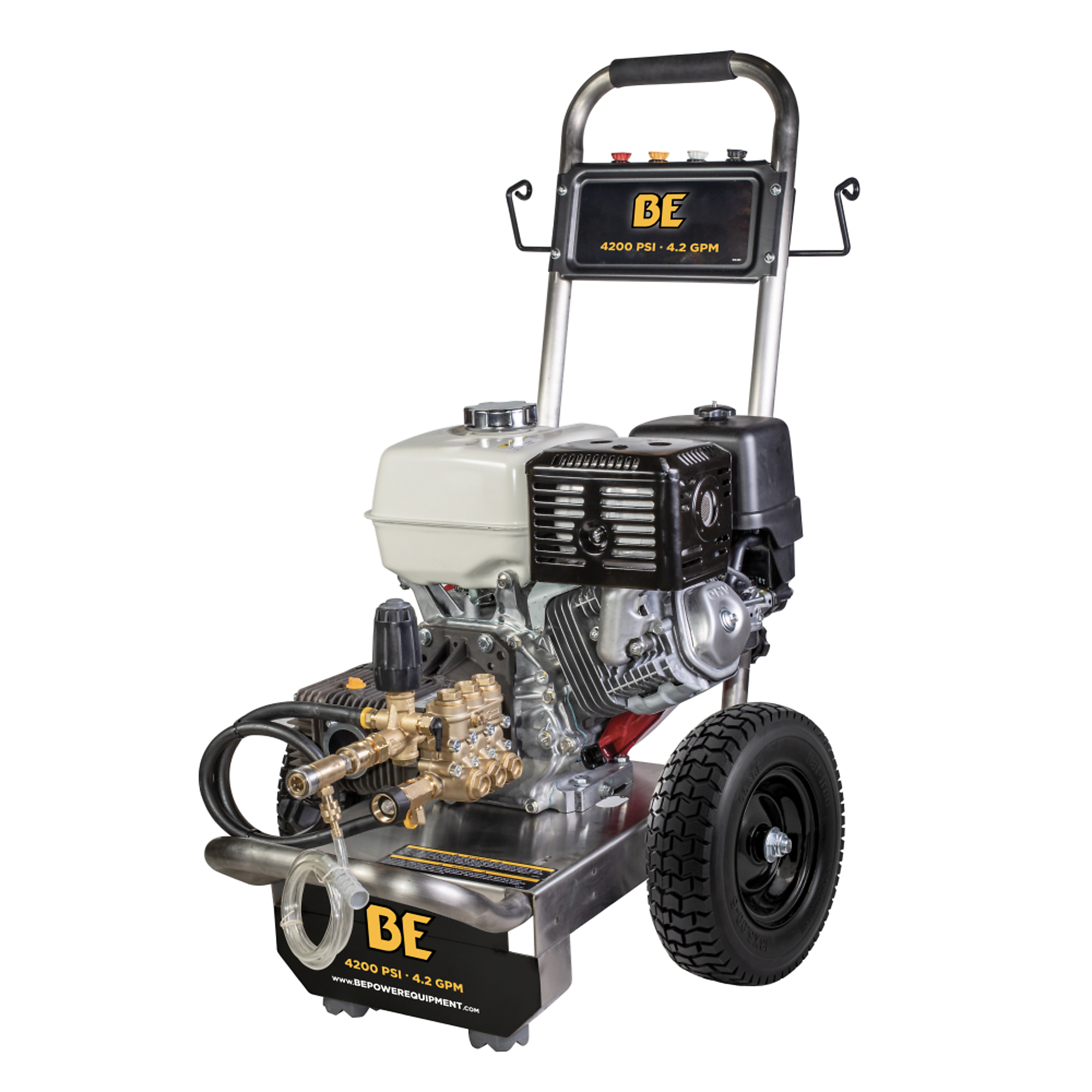 BE Power Equipment Gas Pressure Washer — 4200 PSI, 4.2 GPM, Honda GX390 Engine, Comet Triplex Pump, Stainless Steel Frame, Model# B4213HSCS